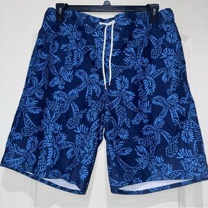 St. John’s Bay Swim Trunk Navy Blue Pineapple Tall Men Size LT UPF 50+ NEW